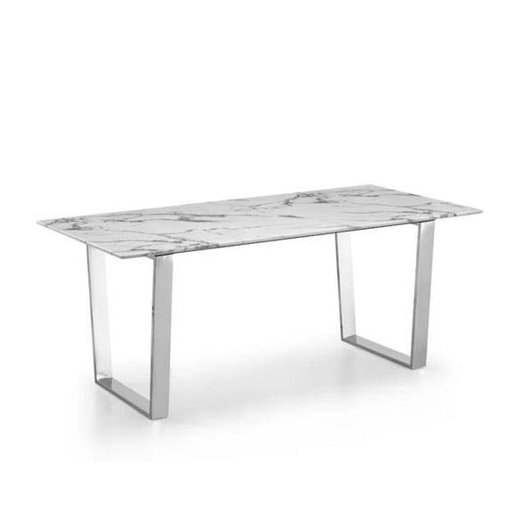 Brookville 60" Rectangle Marble Pattern Dining Table in Grey white