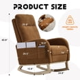 thumbnail image 1 of Brookwell Cozy Reclining Rocking Chair – Ergonomic Upholstered Glider with Pocket Storage, Adjustable Backrest, and Wooden Base for Living Room, Bedroom, Nursery, 1 of 9