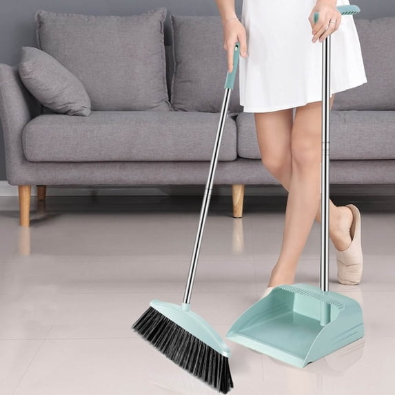 Broom And Dustpan Set With Long Handle Household Floor Cleaning Tool Set For Kitchen Office School Lobby And Indoor Sweeping