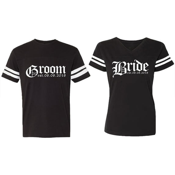 Broom Bride Matching Couple Cotton Jerseys (Men Black / Women Black) (Men XXXL / Women XXL)