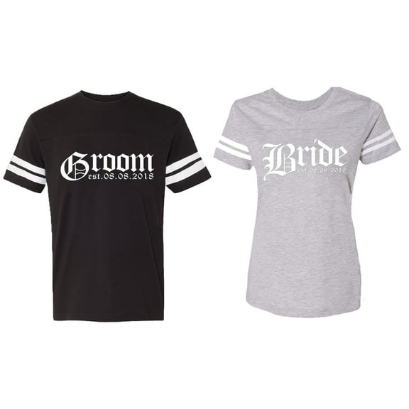 Broom Bride Matching Couple Cotton Jerseys (Men Black / Women Heather) (Men S / Women L)