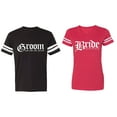 thumbnail image 1 of Broom Bride Matching Couple Cotton Jerseys (Men Black / Women Red) (Men L / Women XL), 1 of 3