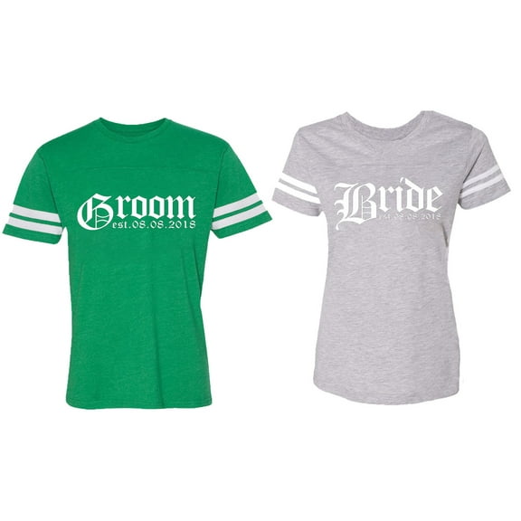 Broom Bride Matching Couple Cotton Jerseys (Men Green / Women Heather) (Men XXXL / Women XXL)