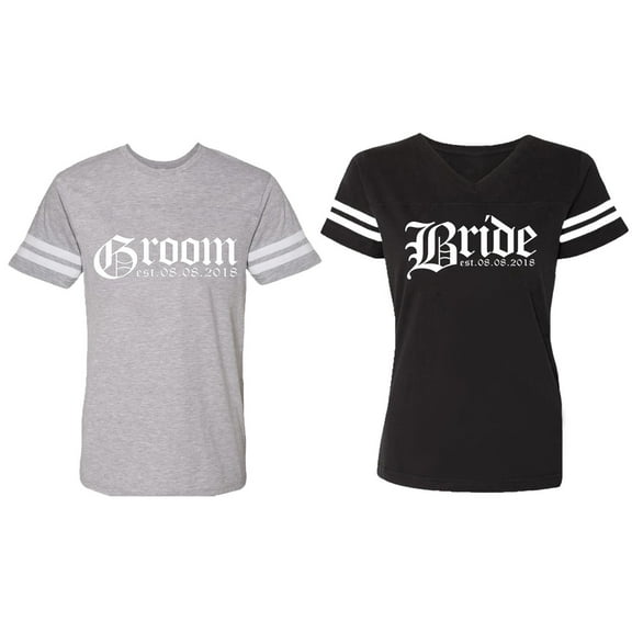 Broom Bride Matching Couple Cotton Jerseys (Men Heather / Women Black) (Men S / Women S)
