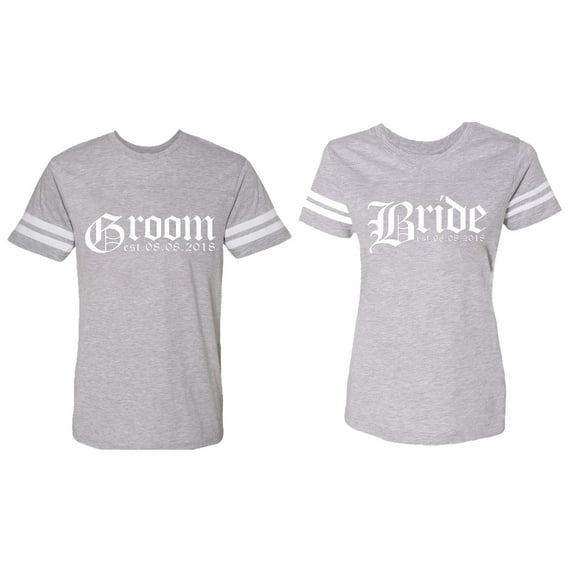 Broom Bride Matching Couple Cotton Jerseys (Men Heather / Women Heather) (Men L / Women L)