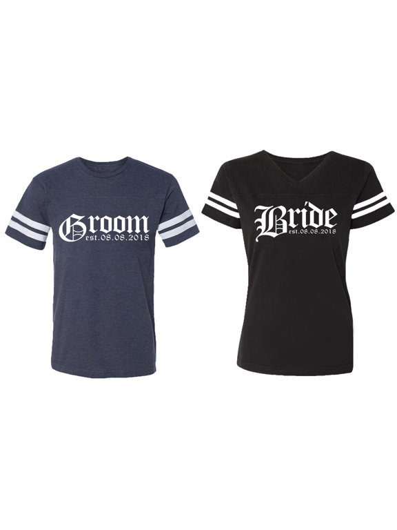 Broom Bride Matching Couple Cotton Jerseys (Men Navy / Women Black) (Men XL / Women XL)