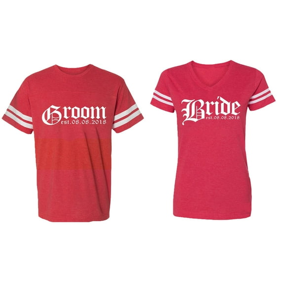 Broom Bride Matching Couple Cotton Jerseys (Men Red / Women Red) (Men XXXL / Women XXL)