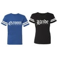 thumbnail image 1 of Broom Bride Matching Couple Cotton Jerseys (Men Royal / Women Black) (Men S / Women S), 1 of 3