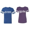 thumbnail image 1 of Broom Bride Matching Couple Cotton Jerseys (Men Royal / Women Purple) (Men XL / Women L), 1 of 3