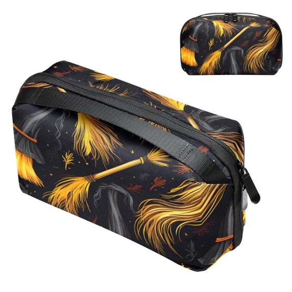 Broom Digital Travel Bag Cord Organizer Hard Drive Bags Waterproof Oxford Cloth Cord Storage Organizer Box 5.9x9.44x3.14 in Black Digital Electronic Accessories Organizer Bag