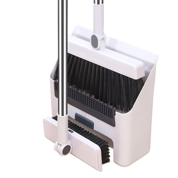 Broom And Dust Pan Dorm Room Essentials Stand Up Broom And Dustpan Long Handle Broom With Upright Standing Dust Pan Self-Cleaning With Dustpan Teeth Brooms For Sweeping Indoor A