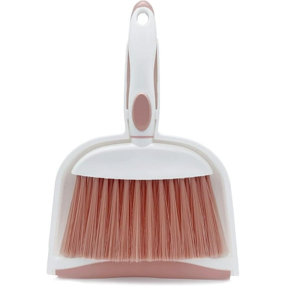 Small Broom and Dustpan Set,Dust Pan and Brush Set,Broom and Dustpan,for Cleaning Table Crumbs, Kitchen Counters, Small Pets' Living Environments etc Hand Broom and Dustpan Set (Pink)