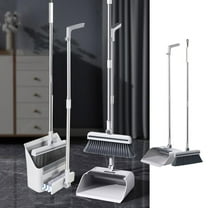 Broom with Dustpan Combo Set,3-in-1 Broom and Dust pan,Long Handle Broom and Dustpan Set for Home Kitchen Room Office Lobby Indoor Floor Cleaning,Stand Up Stand Up Broom with Dustpan Combo