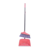 Broom with Dustpan Combo Set, Dust Pans with Long Handle, Brooms with Dustpan, Dust Pan Broom Kit for Home Kitchen & Yard Outside Sweeping(Purple&Red)