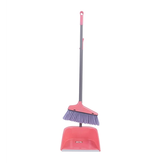 Broom with Dustpan Combo Set, Dust Pans with Long Handle, Brooms with Dustpan, Dust Pan Broom Kit for Home Kitchen & Yard Outside Sweeping(Purple&Red)