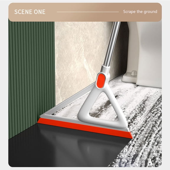 Broom with Dustpan Combo Set, Multifunction Squeegee Besom for Floor - Sweeping Besom with Detachable, Clean Liquid, Food Mess, Pet Hair Remover, for Carpet, Tile and Hardwood(Orange)