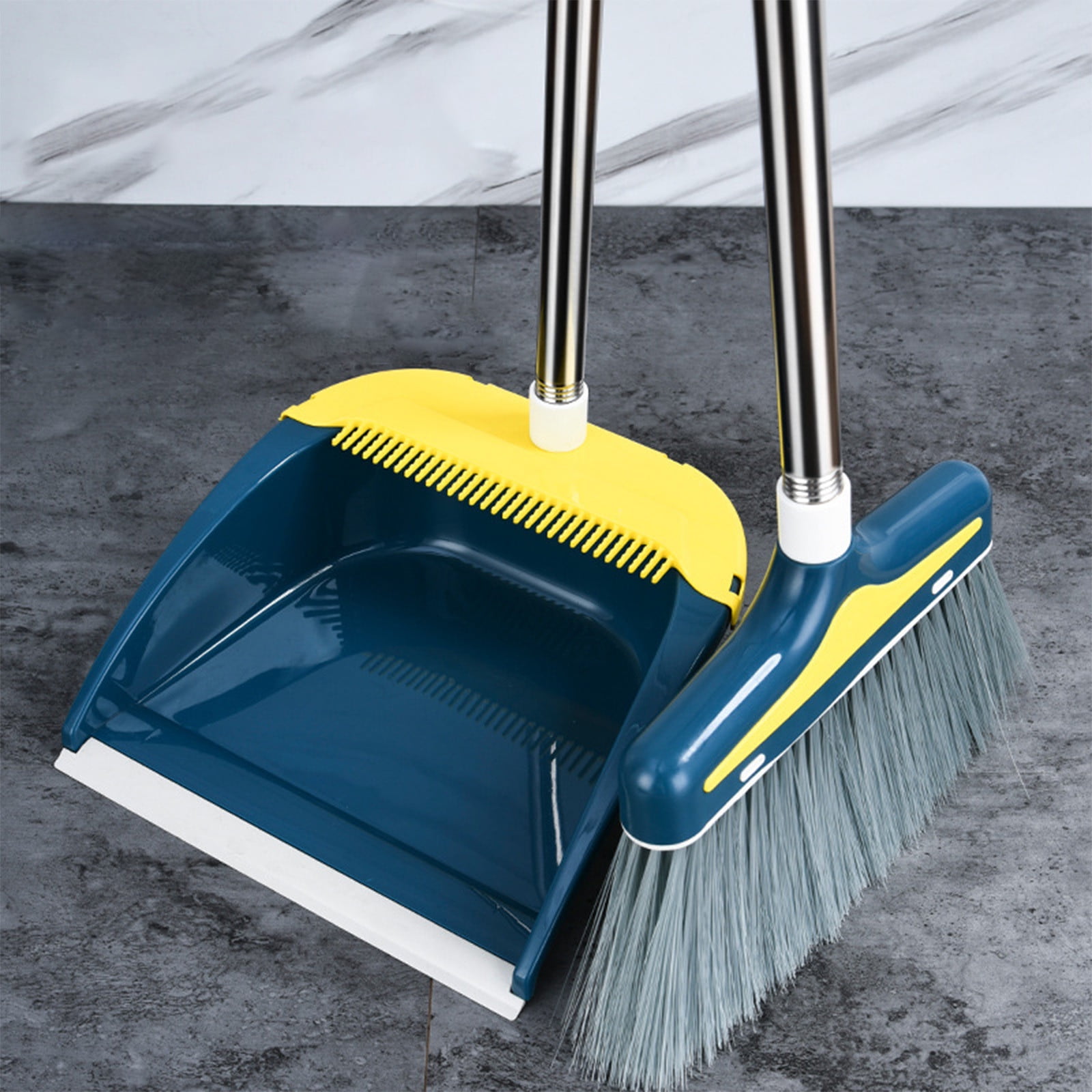 Broom and Dustpan Set, Heavy Duty Tall Combo for Home, Office, Indoor