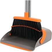 Broom and Dustpan Set, 54-in Adjustable Handle Brooms for Sweeping Indoor Broom Dustpan Combo Set to Automatically Clean Hair for Home, Kitchen, Room, Office