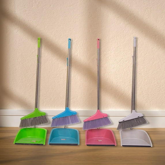 Broom and Dustpan Set for Home, Broom with Standing Dustpan Combo Set,Small Broom and Dustpan, Broom Dust Pan Set for Teen, Broom with Dustpan Combo Set for Home Kitchen Room Office Outdoor Indoor