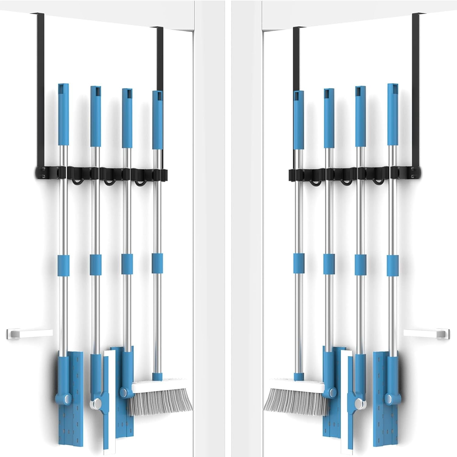 Rebrilliant Broom Holder Over The Door, Mop And Broom Holder Wall Mount Or Hanging Over The Door With Hooks Broom Hanger Broom Storage Tool Organizer For Garage Closet Laundry 1pcs C111432010 - View #9