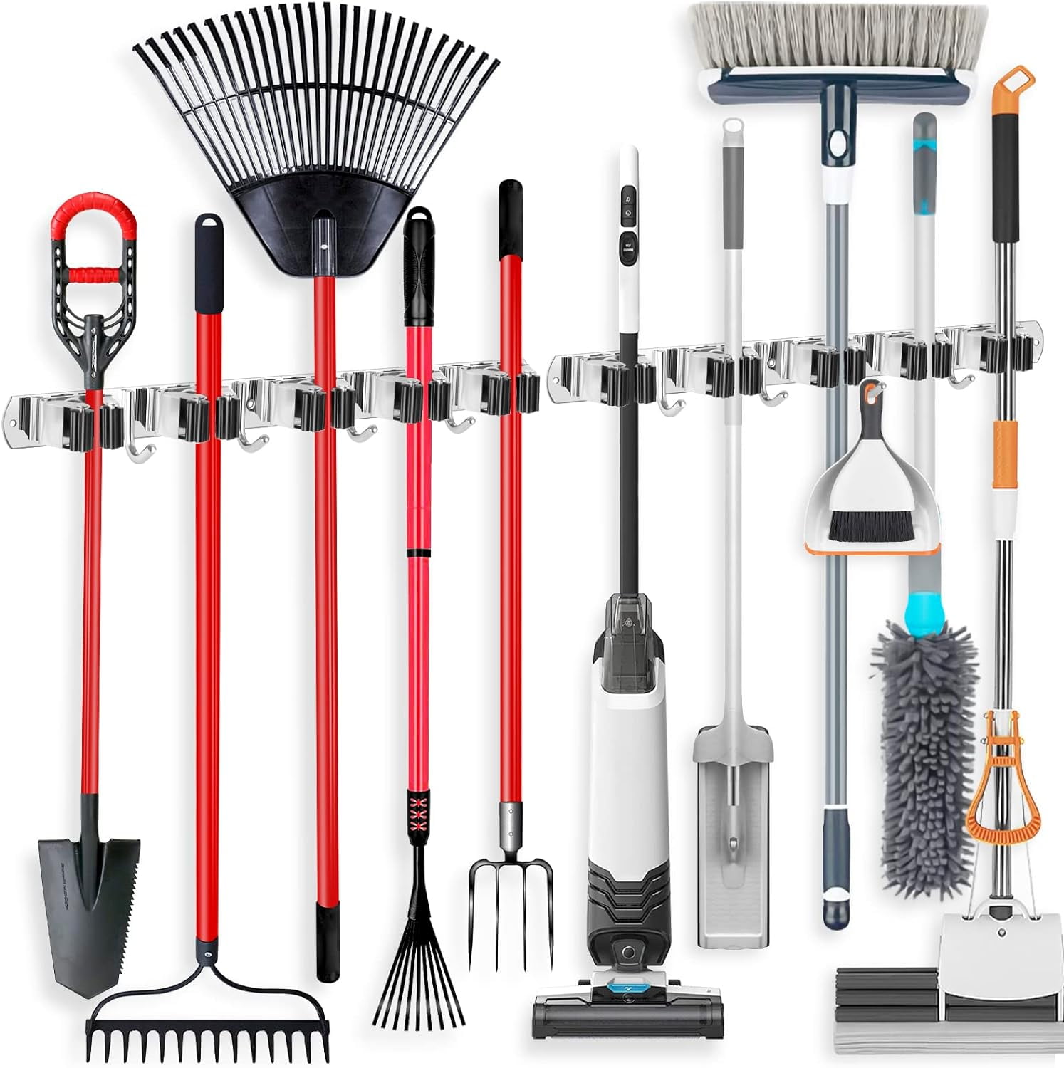 Broom Holder, Siisll Broom Holder Wall Mount Broom Gripper Mop Holders