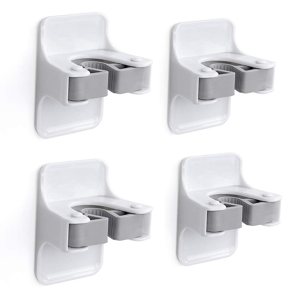 Broom Holder, Sturdy Broom Holder Wall Mount, Broom Gripper Holds Self Adhesive No Drilling Super Anti-Slip, Broom and Dustpan Hanger for Home, Kitchen, Garden, Garage Storage Systems, 4 PCS