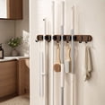 Broom Holder Wall Mount With 4 Slots & 5 Hooks，Rustic Wood Broom & Mop ...