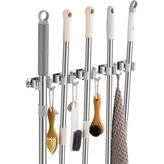 Broom Rack Laundry Broom Holder Wall Mount, Stainless Steel Broom Hanger Wall Mount, Heavy ...