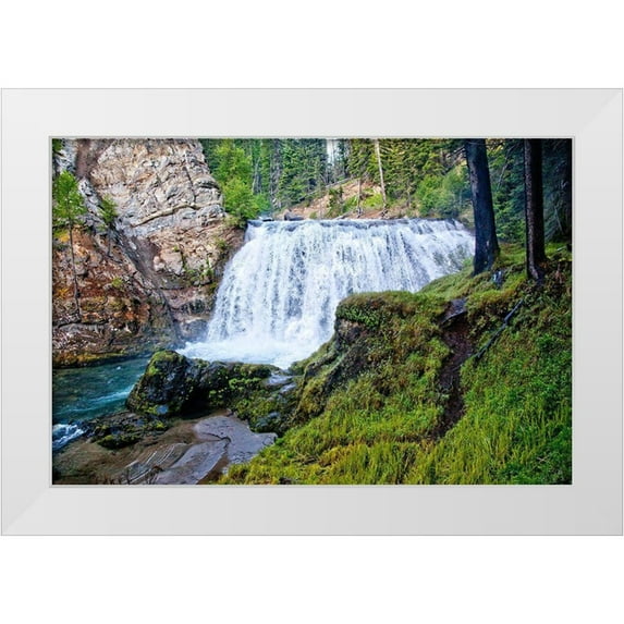 Broom, Michael 32x23 White Modern Wood Framed Museum Art Print Titled - South Fork Falls