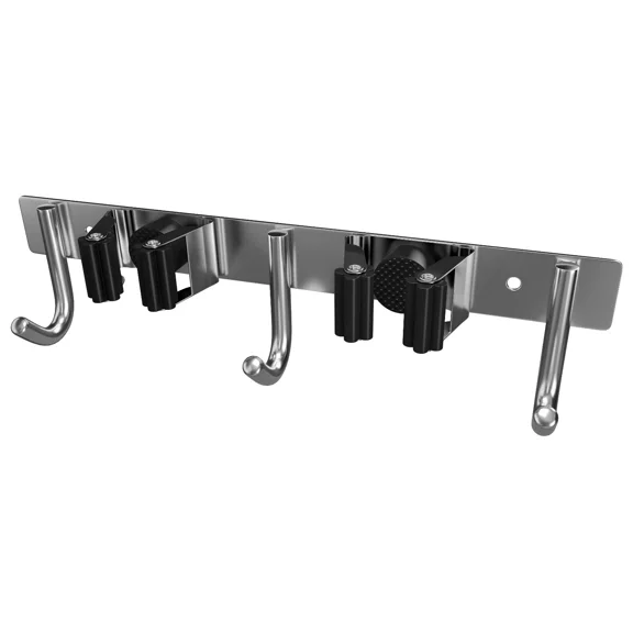 Broom Mop Garden Tool Gripper Hanger Holder Wall Mounted 2 Rack 3 Hook Organizer