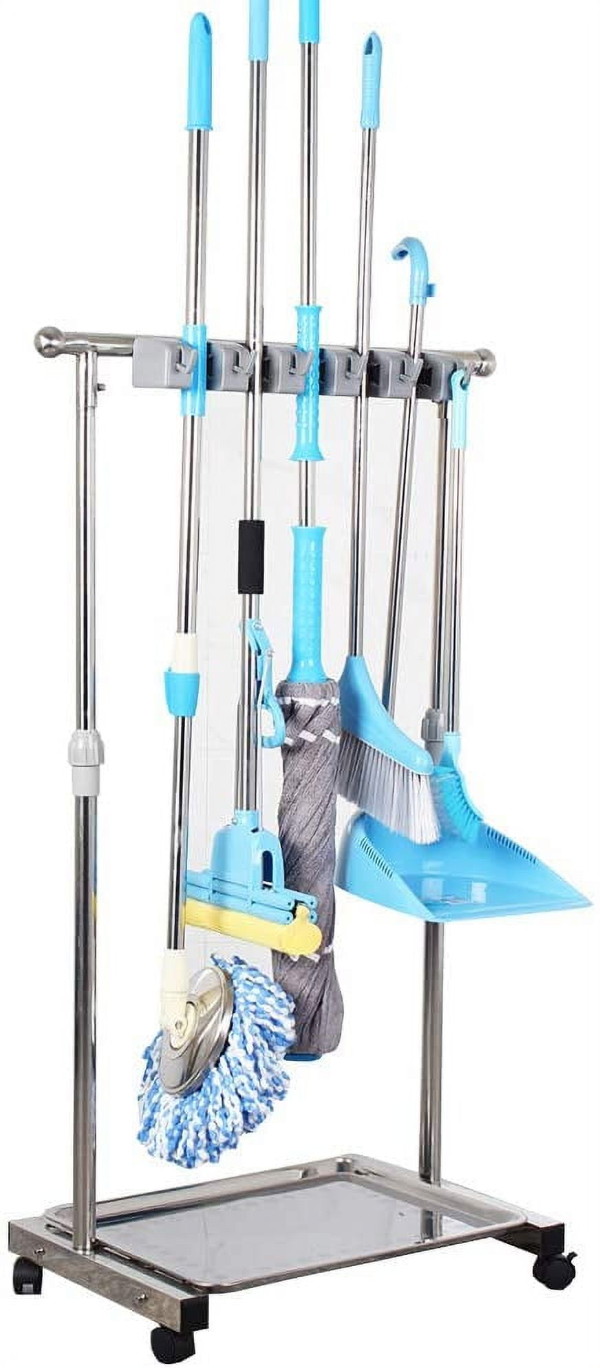 Broom and Mop Holder Put Wet Mops Movable Floor-Mounted Mop Rack Floor ...