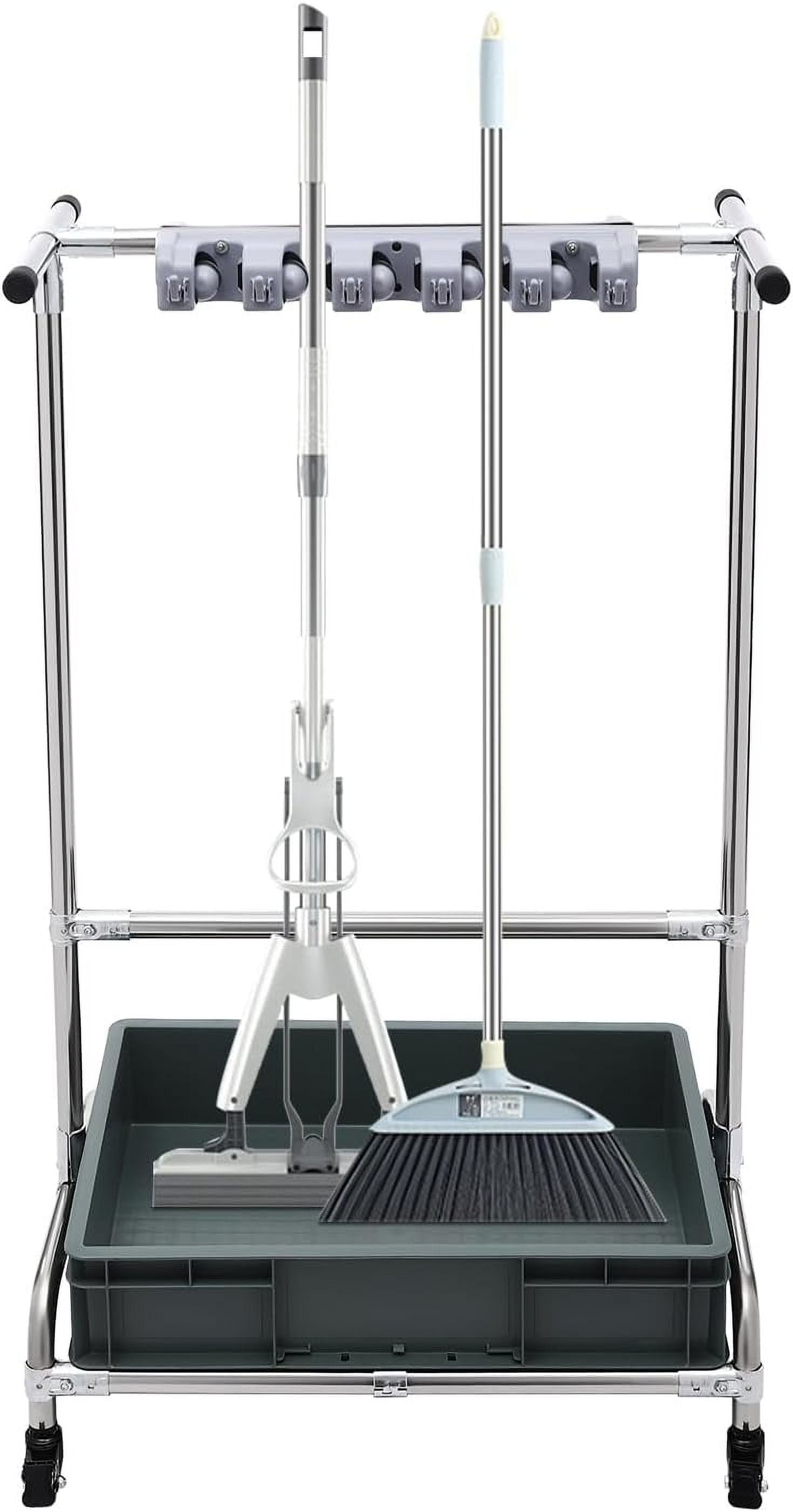 Broom and Mop Holder Put Wet Mops Movable Floor-Mounted Mop Rack Floor ...