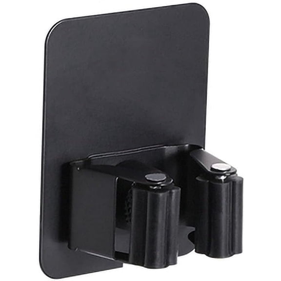 Broom Mop Holder Rack Stainless Steel Storage Rack Wall Mounted Type Suitable for Storage in Closets Bathrooms Garages, Black,Square,1