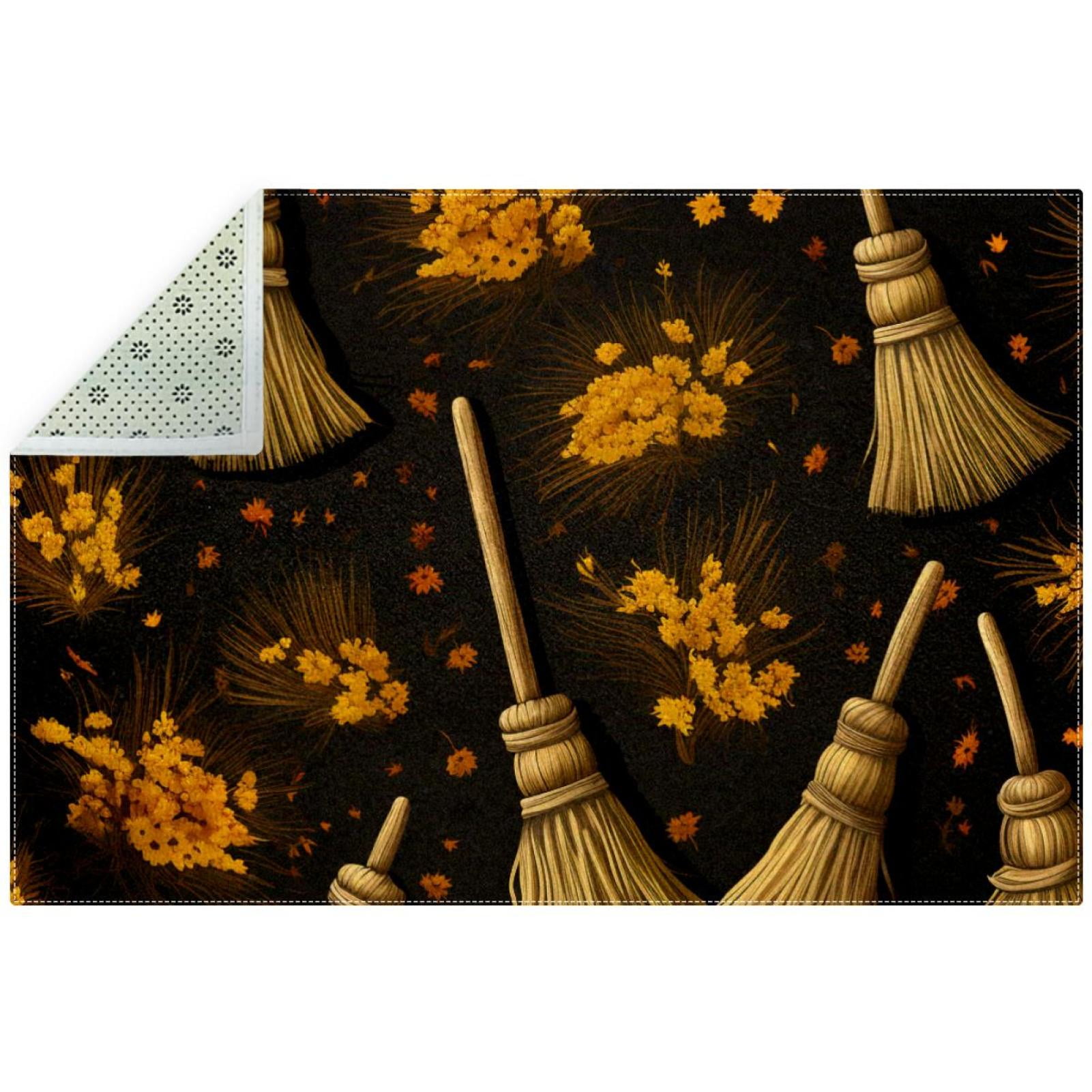 Broom Outdoor Polyester Floor Mat Rug for Patio and Deck Weatherproof