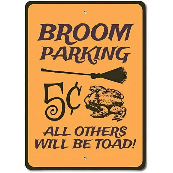 Broom Parking All Others Will Be Towed Tin Sign - 8"x12" Nostalgic Metal Sign, Home Decor for Club Bar Cafe, Funny Retro Wall Art