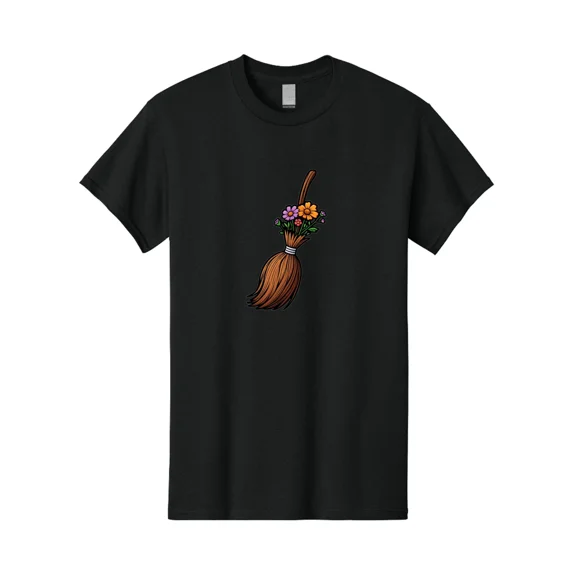 Broom-With-Flowers-3 Mens Graphic Tee, 100% Cotton, Casual Summer Wear