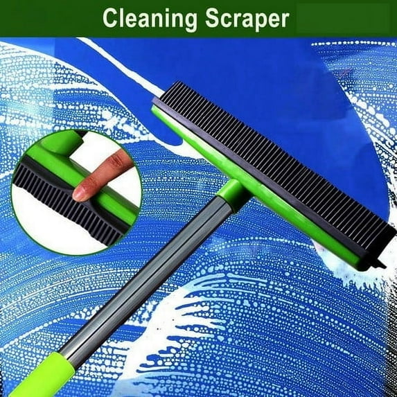 Broom and Dustpan Set, Carpet Hair Broom Mop Rubber Floor Brush Household Floor Cleaning Mop, Broom for Garage, Carpet, Kitchen and Bathroom(Green)