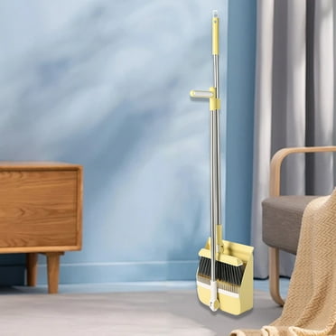 Broom and Dustpan Set Upgrade Handle Broom with Stand Up Dustpan Combo Set for Home Cleaning Bathroom Kitchen