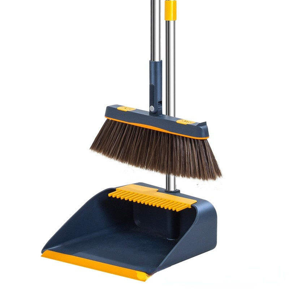 Broom and Dustpan Set for Home, Long Handle Lightweight Broom Set with
