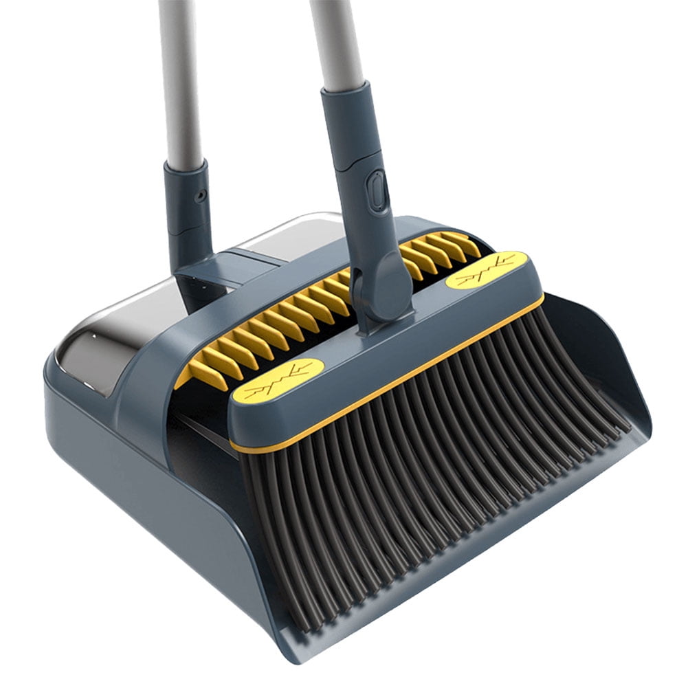 Broom and Dustpan Set for Home, SelfCleaning with Dustpan Teeth