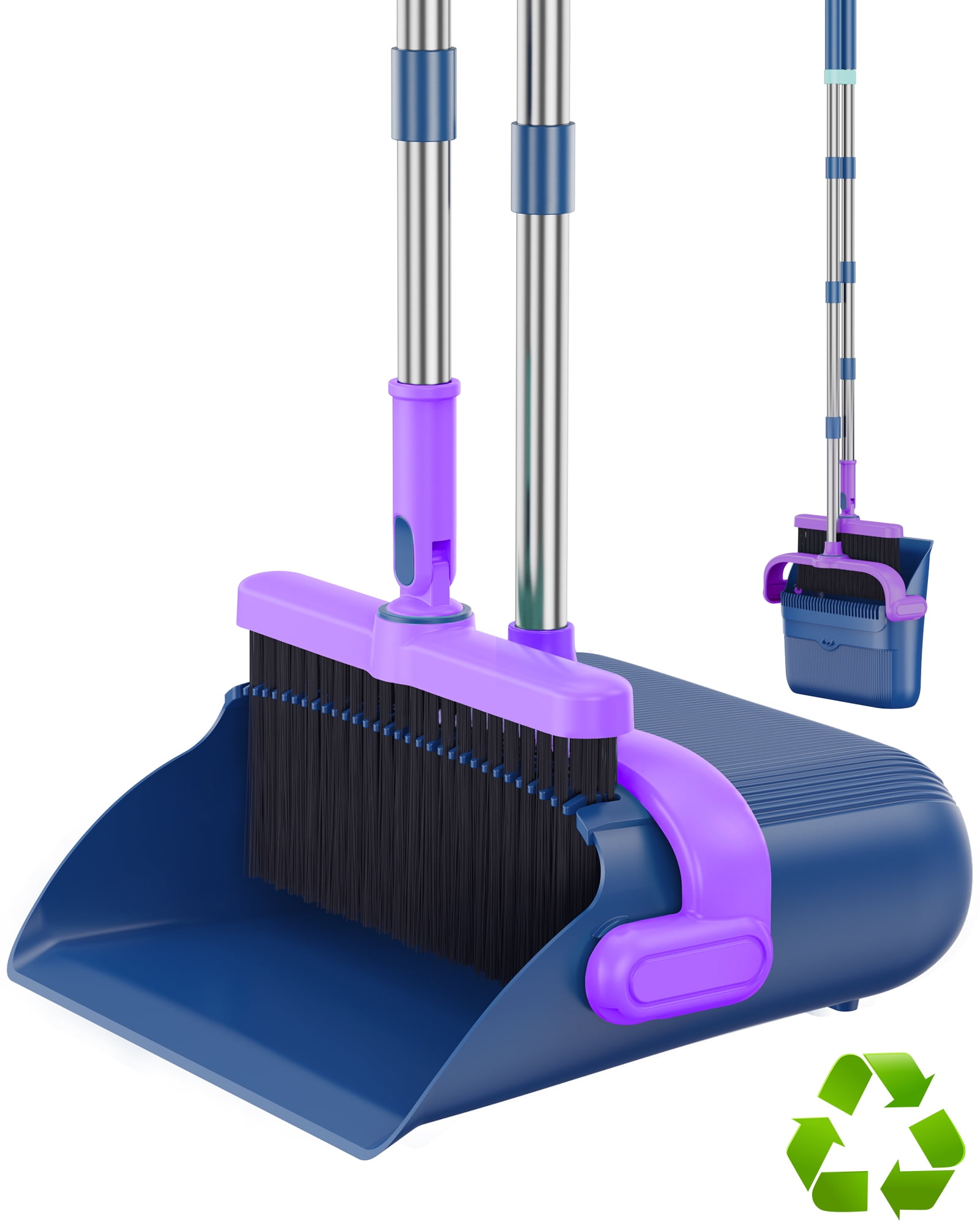 Broom and Dustpan Set for Home, Stand up Broom and Dust Pan Combo Set ...