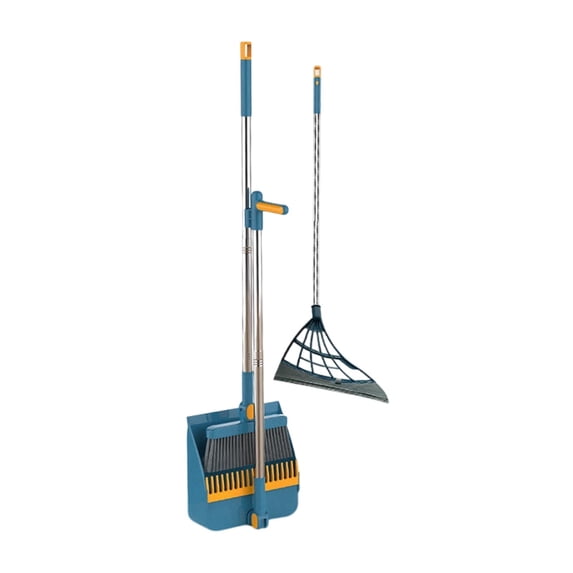 Broom and Dustpan Set for Home with 180° Rotating Head, Foldable Storage, and Soft Bristles - 3-Piece Cleaning Combo