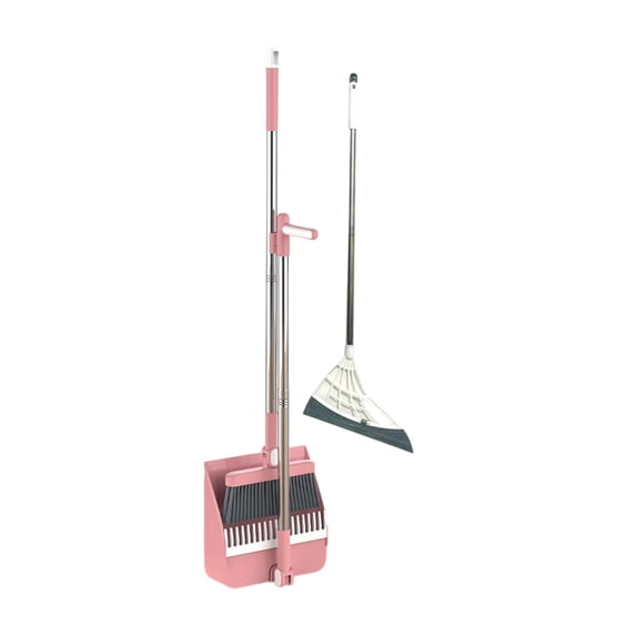 Broom and Dustpan Set for Home with 180° Rotating Head, Foldable Storage, and Soft Bristles - 3-Piece Cleaning Combo