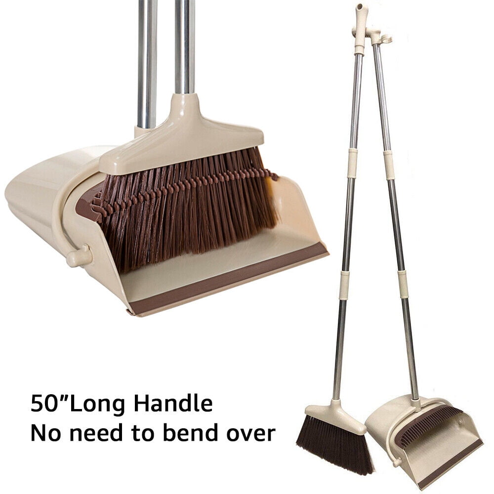 Broom and Dustpan Set w/ Long Handle Light Weight Stainless Steel