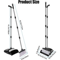 Broom and Dustpan Set with Long Handle, Windproof Stand Dustpan for Home Kitchen Office Floor Use
