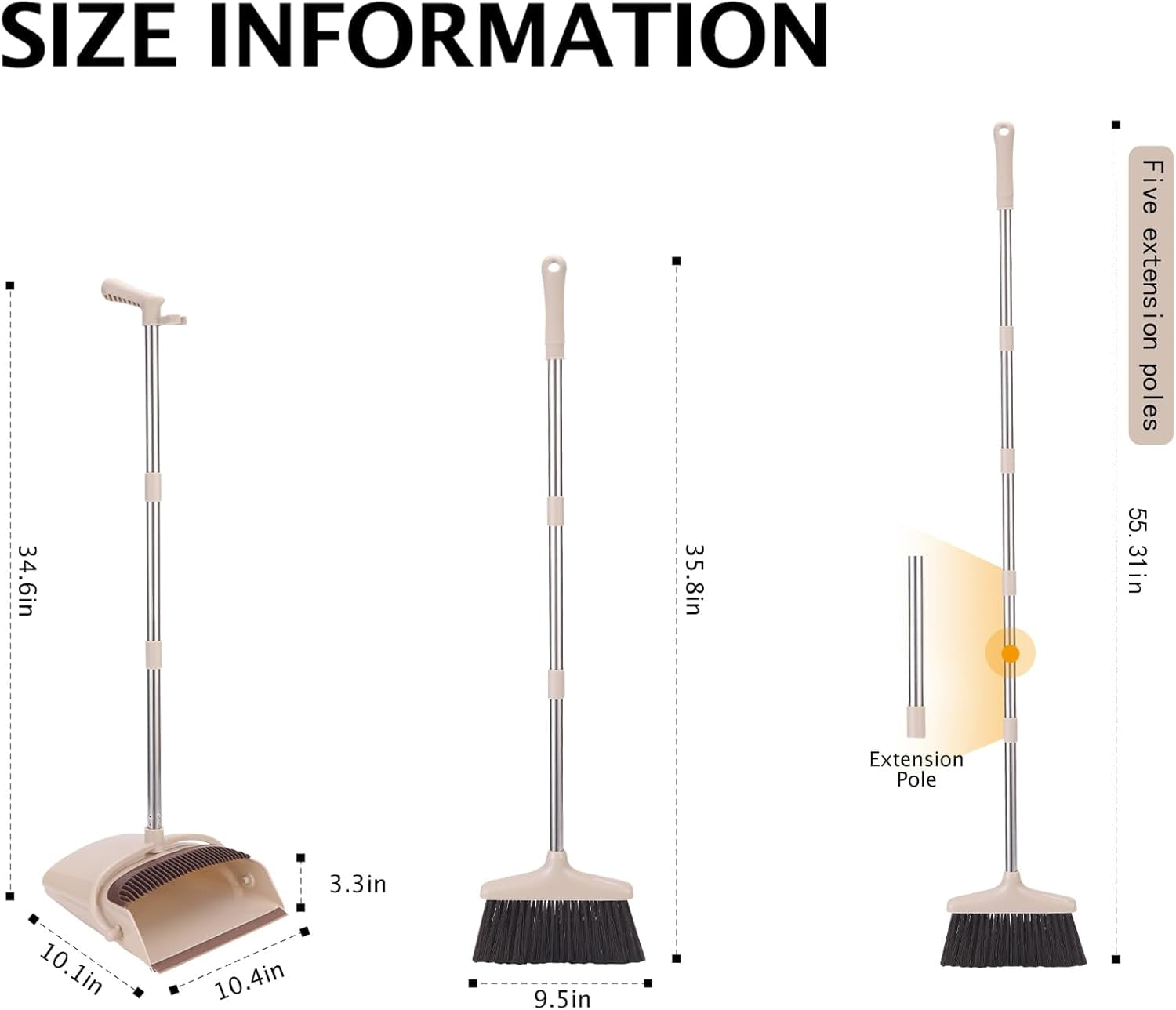 Broom and Dustpan Set with Silicone Broom, Multi-Function Magic Broom ...