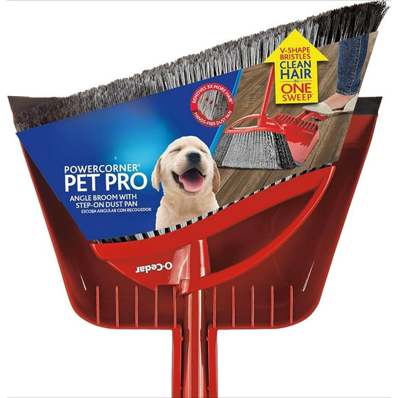 Broom with step-on dustpan | Removes 99% of hair in one sweep | Dustpan removes 3x more pet hair | Quiet cleaning tool for cat and dog owners