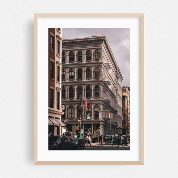 Broome & Broadway, Soho - Manhattan New York Photography Architecture City Street Photography Vintage Travel Poster Oak Framed Wall Art Print 5 x 7 inches