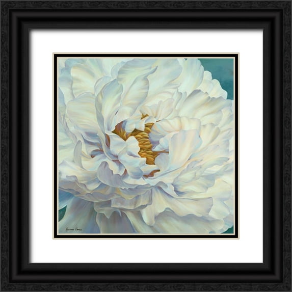 Broome, Marianne 12x12 Black Ornate Wood Framed with Double Matting Museum Art Print Titled - Peony Petals