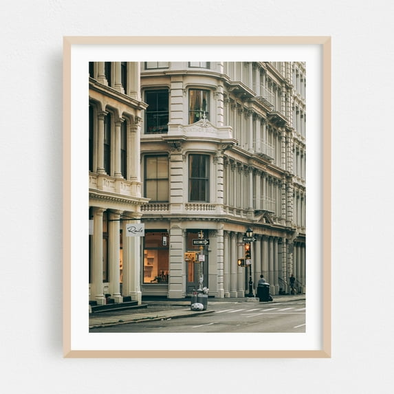 Broome Street Architectural 02 - Manhattan New York Photography Architecture Cityscape Street Photography Vintage Oak Framed Wall Art Print 18 x 24 inches